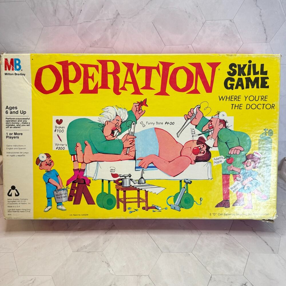 Vintage Milton Bradley 1965 Operation Game #4545 Smoking Doctor Works READ